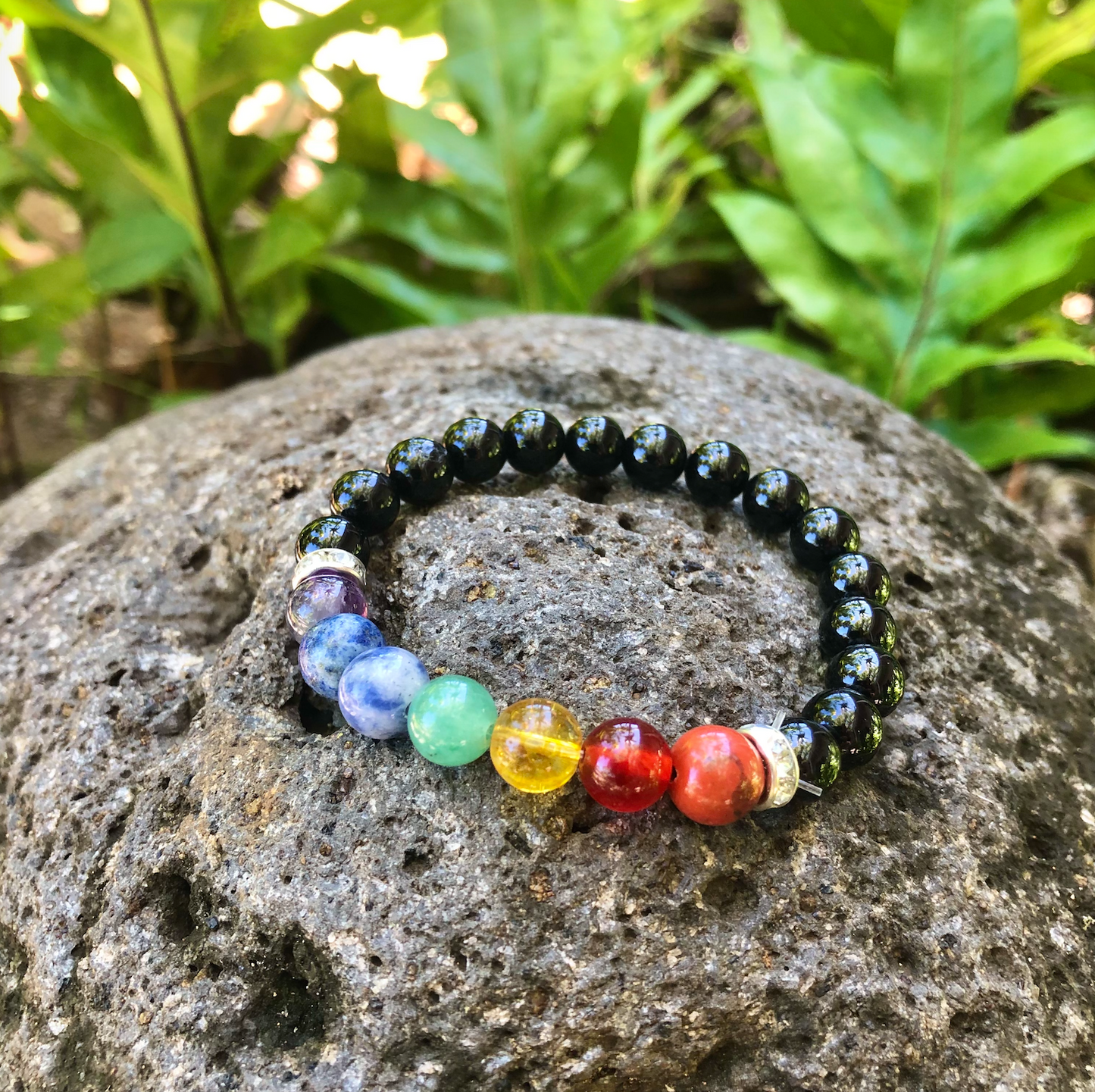 Black Tourmaline Chakra Gemstone Bracelet for Clearing Your Energy Field