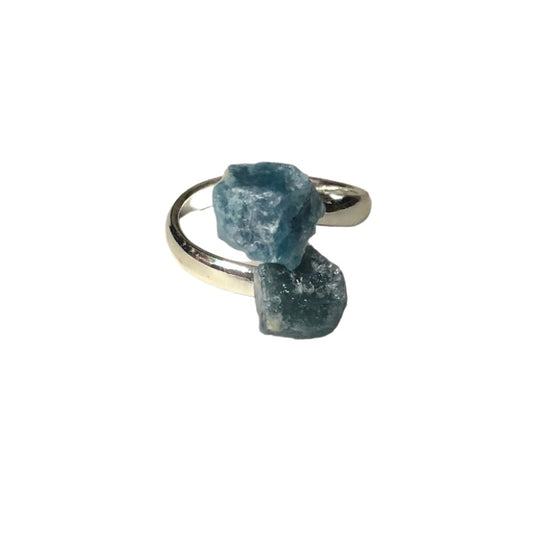 Blue Apatite Silver Plated Adjustable Wrap Ring