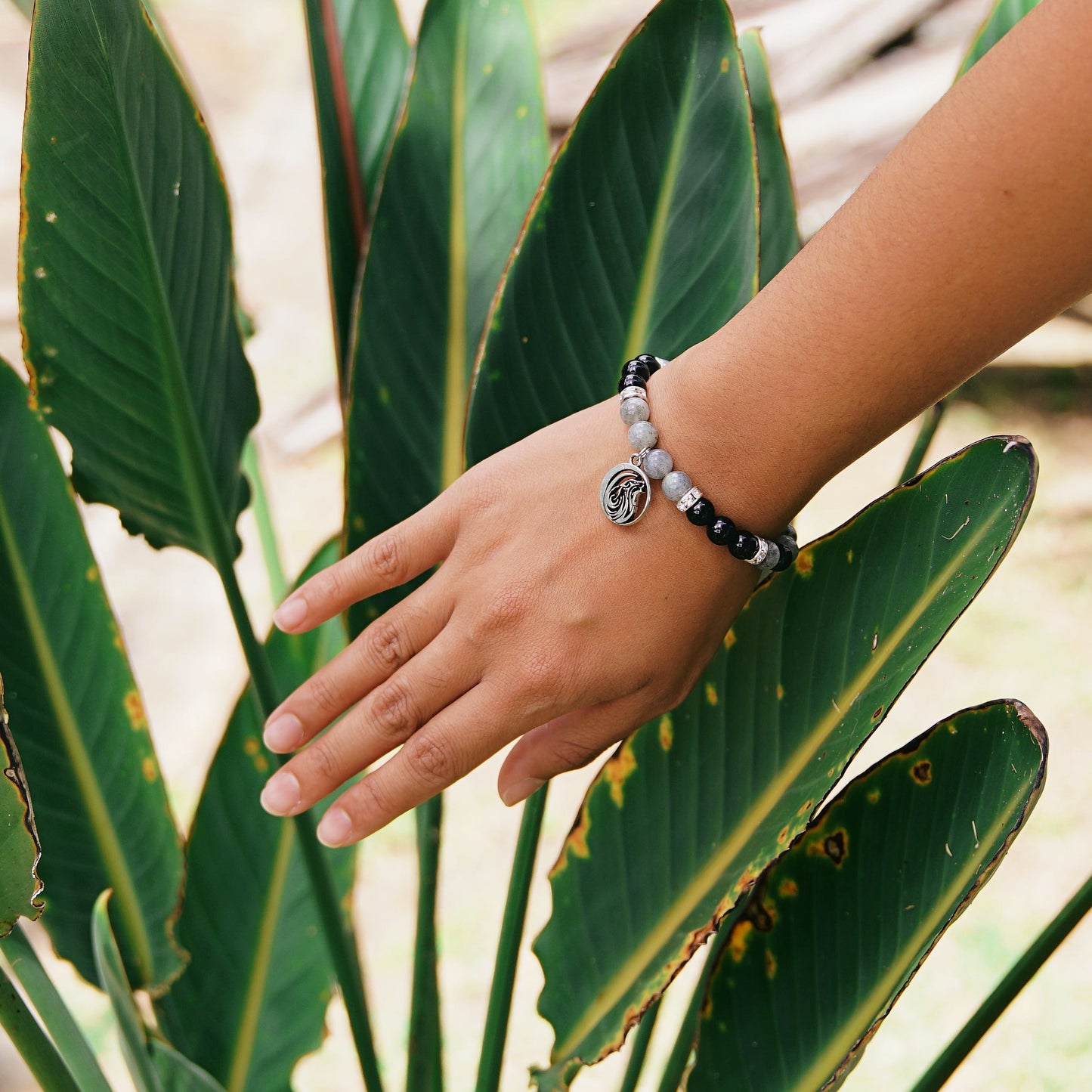 "Full Moon” Bracelet - Black Tourmaline & Blue Labradorite