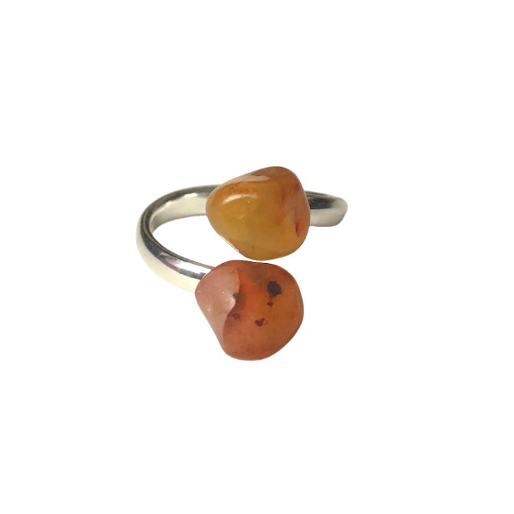 Carnelian Silver Plated Adjustable Wrap Ring