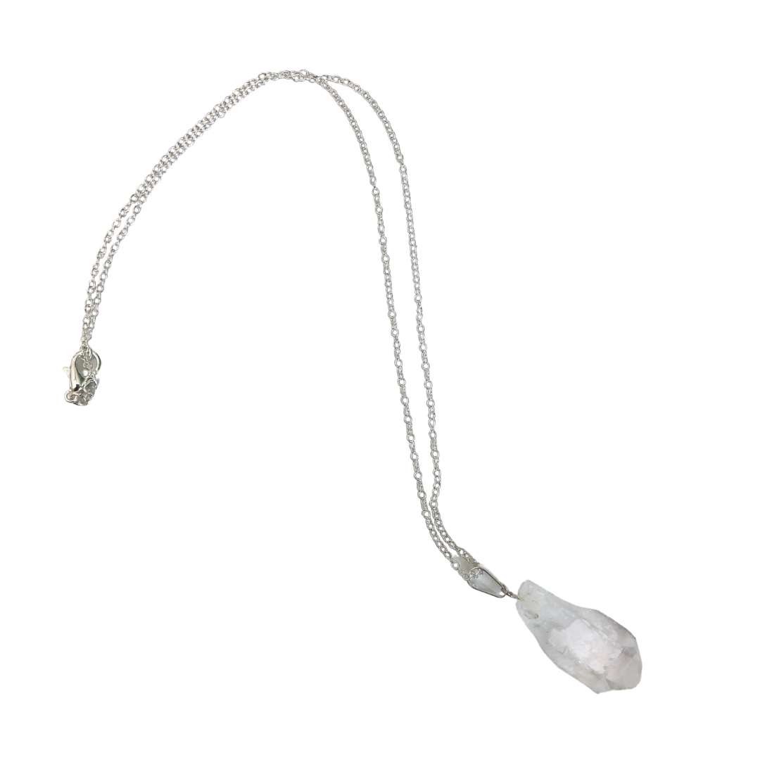 Clear Crystal Quartz Rough Gemstone Point Necklace ~ "Spiritual Awareness, Clarity, & Power"