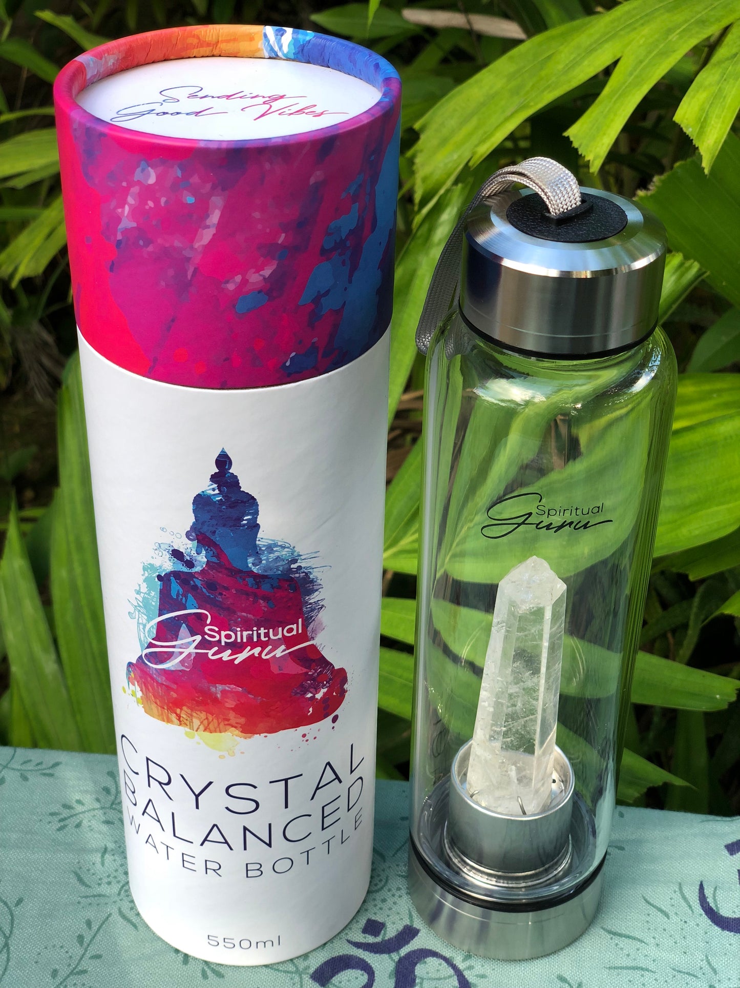 Clear Crystal Quartz Crystal Elixir Water Bottle