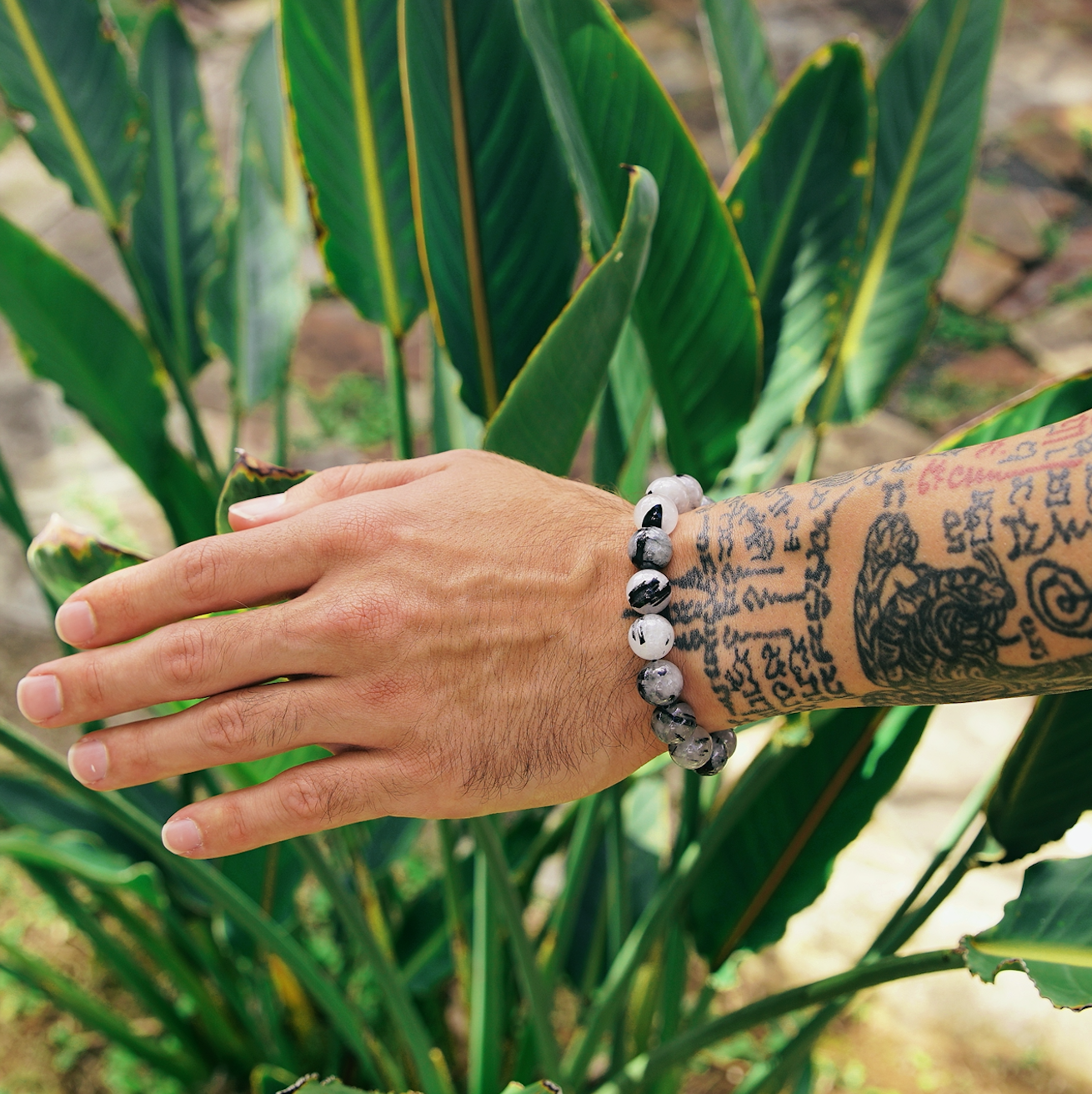 Crystal Quartz w/ Black Tourmaline Bracelet