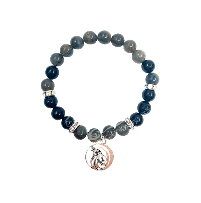 "Full Moon” Bracelet - Black Tourmaline & Blue Labradorite