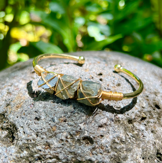 Pyrite Gold Bangle Cuff ~ "Manifesting, Positive Energy, & Anxiety"