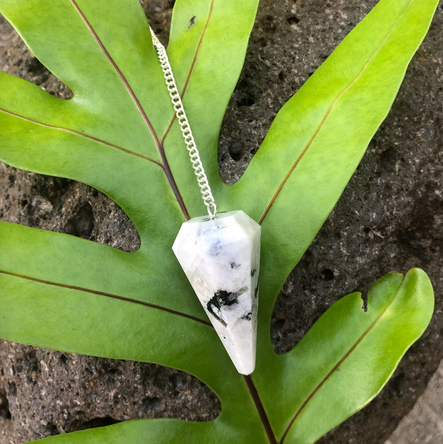 Rainbow Moonstone Pendulum w/ Wooden Pendulum Moon Board