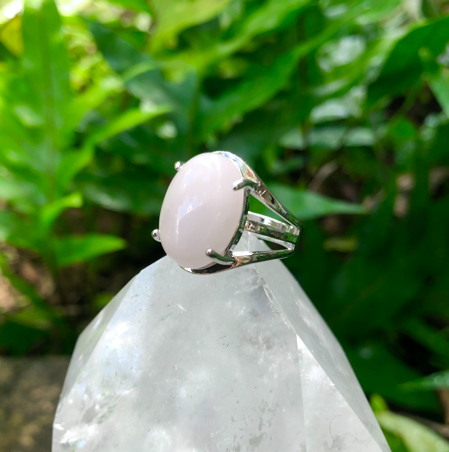 Rose quartz adjustable ring discount