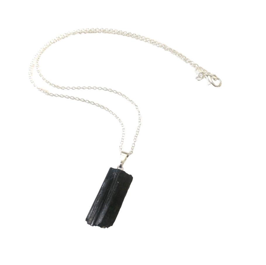 Black Tourmaline Rough Gemstone Necklace ~ "Protection"