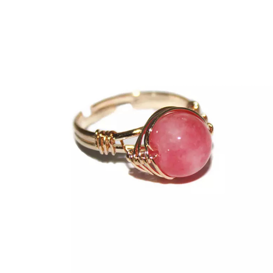 Strawberry Quartz Aura Ring "Emotional Balance and Positive Energy"