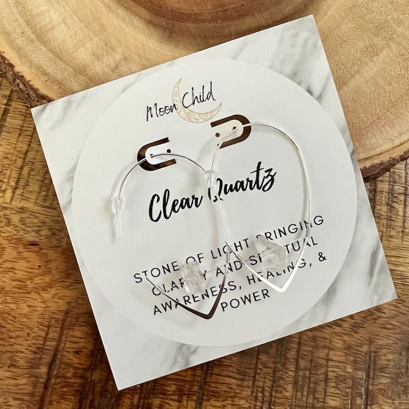 Clear Quartz Tear Drop Silver Earrings ~ "Spiritual Awareness, Clarity & Power"