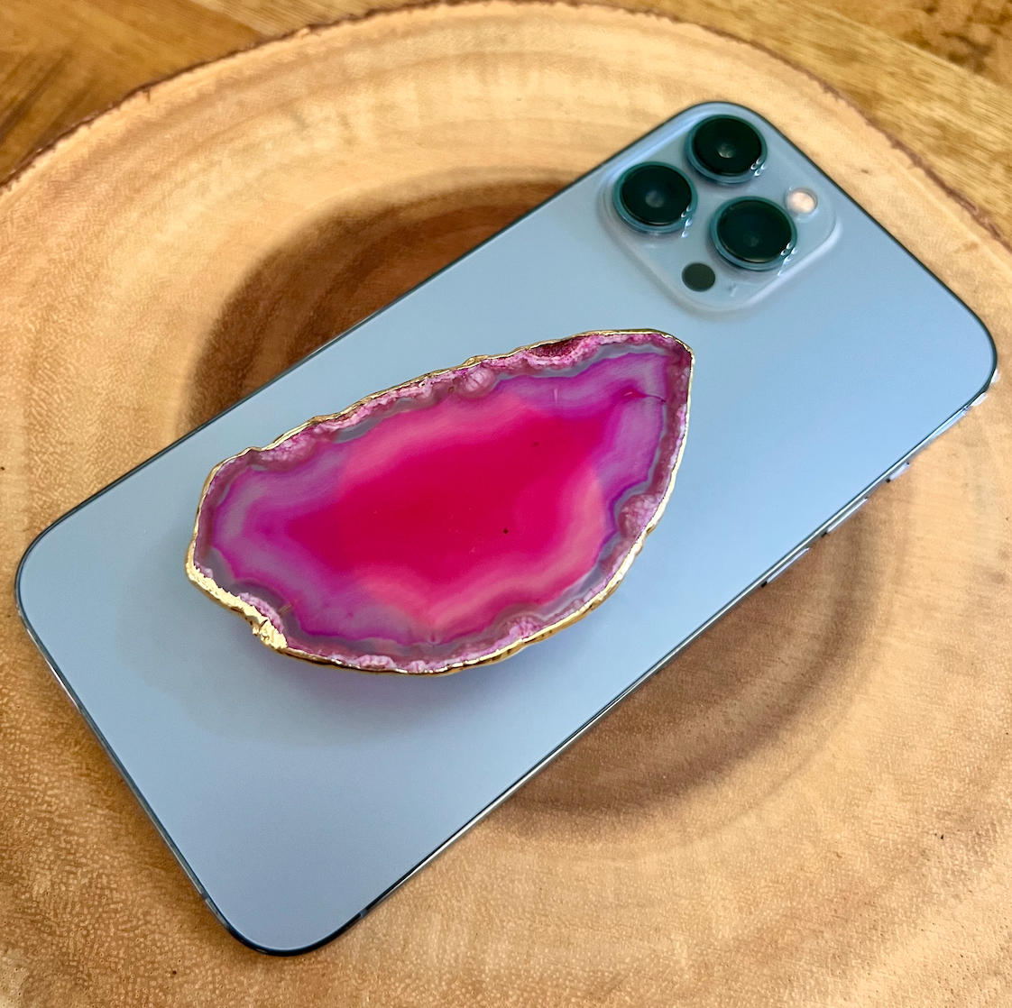 Gemstone Phone Grips ~ Pink Agate