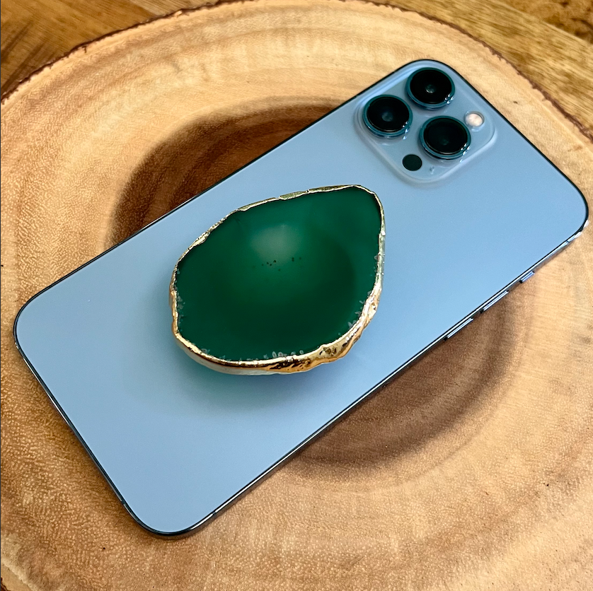 Gemstone Phone Grips ~ Green Agate