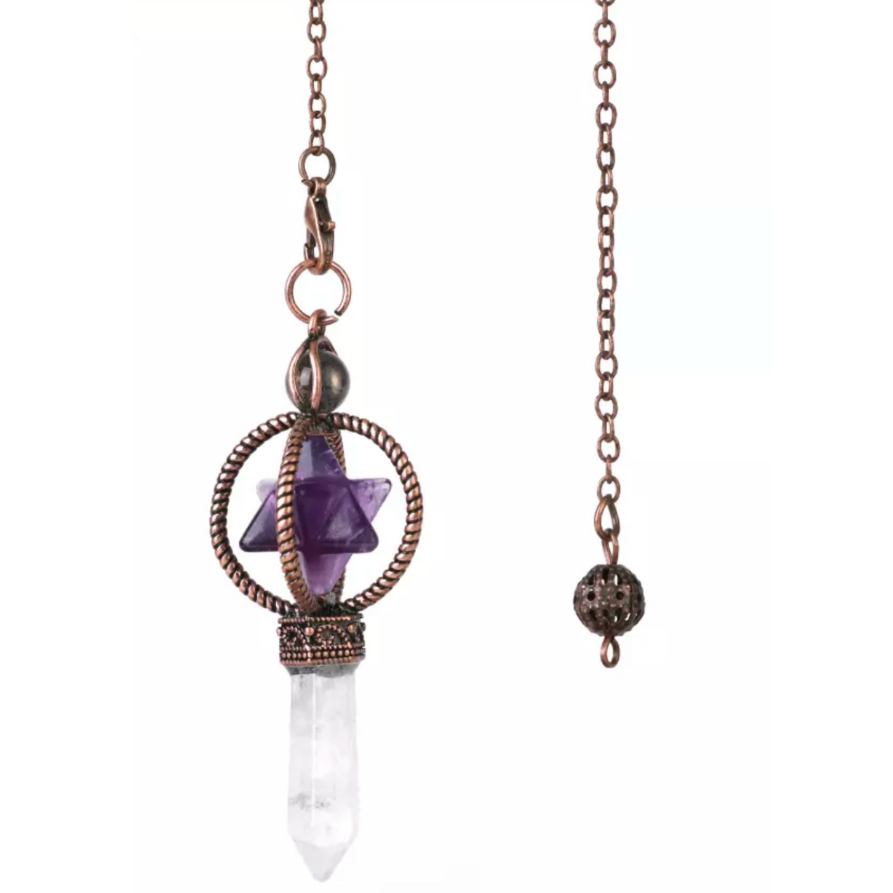 Amethyst Merkaba Copper Pendulum
