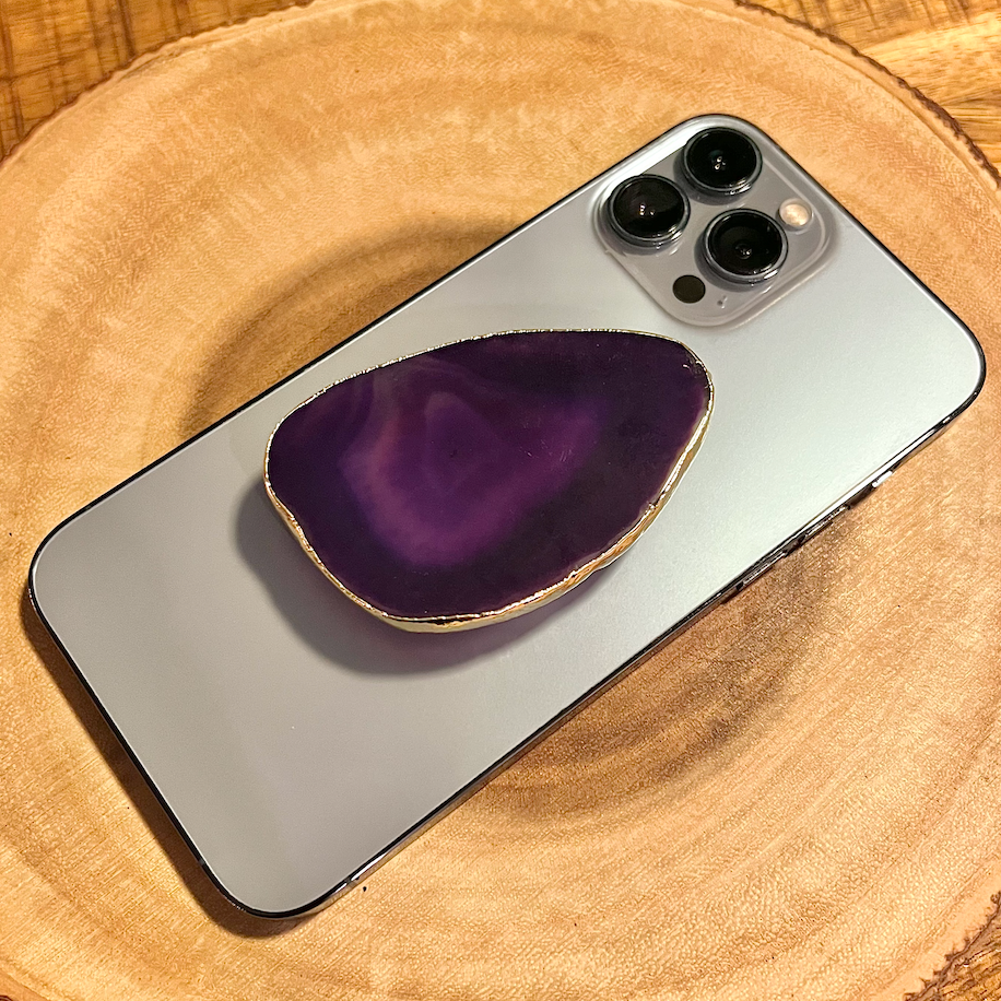 Gemstone Phone Grips  ~ Purple Agate