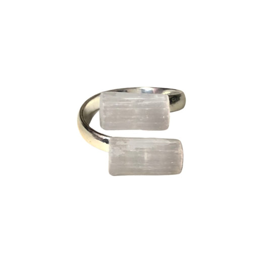 Selenite Silver Plated Adjustable Wrap Ring