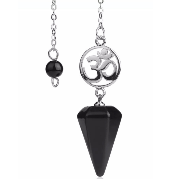 Black Obsidian Silver OM Pendulum - "Grounding & Protection"